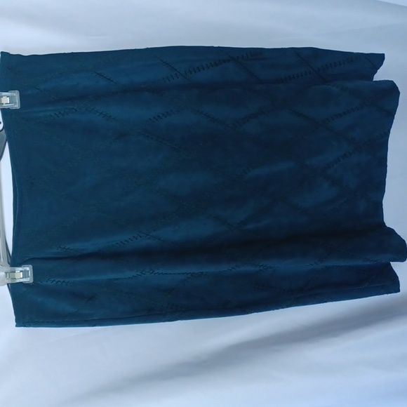 Norton McNaughton Teal Faux Suede Patchwork  Midi Skirt 12 - Picture 1 of 7